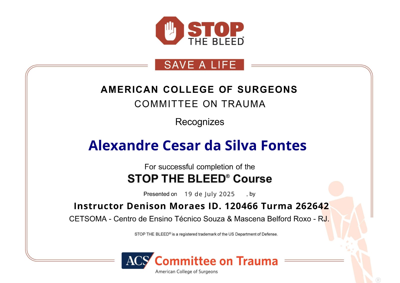 Certificado Stop the Bleed